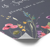 Poster Panneau d'amour fleuri sauvage bleu classique L'am (Coin)