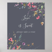 Poster Panneau d'amour fleuri sauvage bleu classique L'am (Devant)