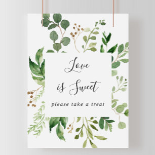 Poster Panneau d'amour floral géométrique à l'eucalyptus,