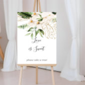 Poster Panneau d'amour floral tropical en or, l'amour est