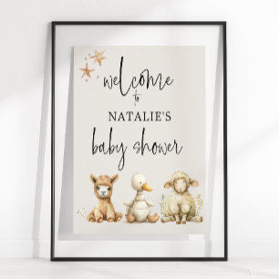 Poster Panneau d'animaux de pépinière en peluche vintage