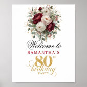 Poster Panneau d'anniversaire 80 ans eucalyptus botanique (Devant)