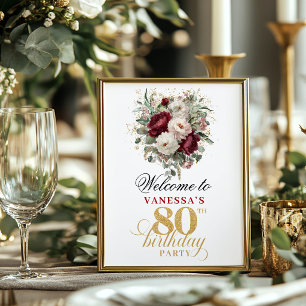 Poster Panneau d'anniversaire 80 ans eucalyptus botanique