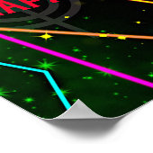 Poster Panneau d'anniversaire à faisceaux de lumière de c (Coin)