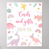 Poster Panneau d'anniversaire Boho rose Dinosaur cartes e (Devant)