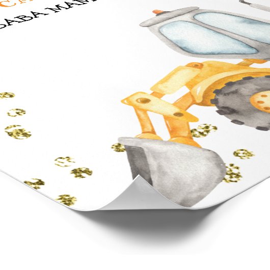 Poster Panneau d'anniversaire de la construction jaune (Coin)