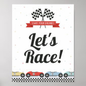Poster Panneau d'anniversaire de voiture de course modifi (Devant)