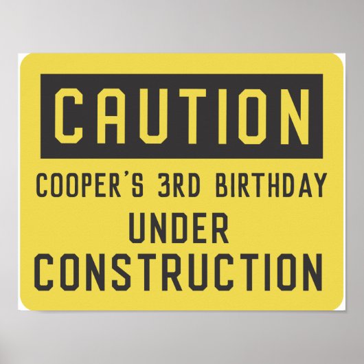 Poster Panneau d'anniversaire "En construction" pour tout (Devant)