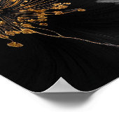 Poster Panneau d'anniversaire floral chic noir et or (Coin)