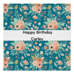 Poster Panneau d'anniversaire floral pour fille