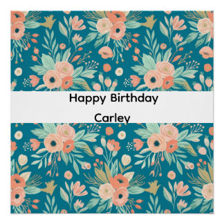 Poster Panneau d'anniversaire floral pour fille