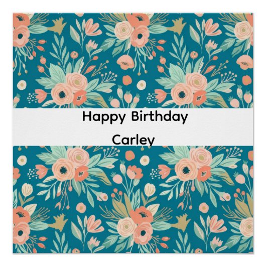 Poster Panneau d'anniversaire floral pour fille (Devant)