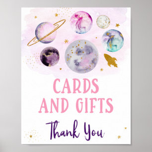 Poster Panneau d'anniversaire Galaxy Pink Gold Cartes et 