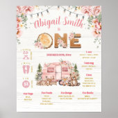 Poster Panneau d'anniversaire Joyeux campeur rose (Devant)