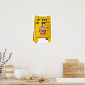 Poster Panneau d'anniversaire joyeux en plastique jaune (Cuisine)