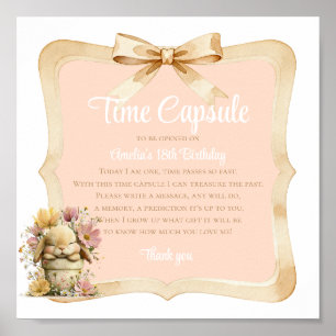 Poster Panneau d'anniversaire Lapin Gingham pêche 1er ann