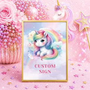 Poster Panneau d'anniversaire Licorne Pailletée Couleurs