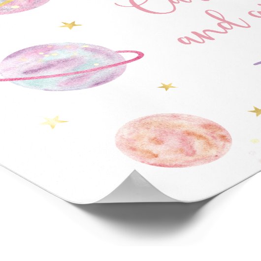 Poster Panneau d'anniversaire Pink Pastel Cartes et Cadea (Coin)