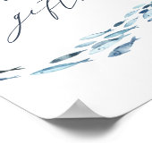 Poster Panneau d'Aquarelle Bleue Côtière Cartes de Poisso (Coin)