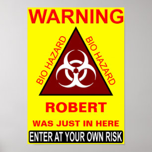 Poster Panneau d'avertissement de salle de bains (de nom