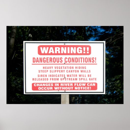 Poster Panneau d'avertissement du barrage fluvial (Devant)