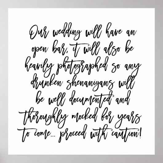 Poster Panneau d'avertissement Mariage à la main chic (Devant)