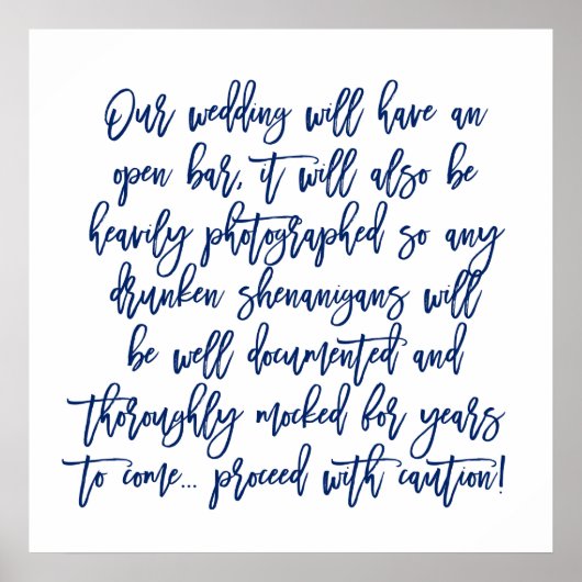 Poster Panneau d'avertissement Mariage à la main chic (Devant)