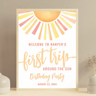 Poster Panneau de 1er anniversaire Premier tour autour du