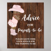 Poster Panneau de Baby shower AA Cowgirl Conseils aux par (Devant)