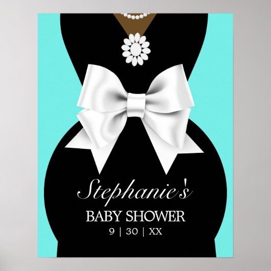 Poster Panneau de Baby shower Aqua Turquoise Ethnic Glam (Devant)