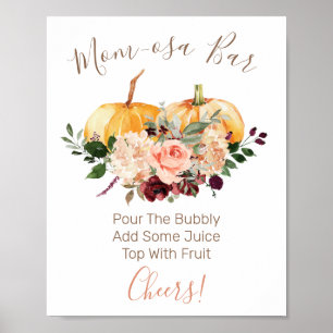 Poster Panneau de Baby shower Citrouille Twin Mom-osa Bar