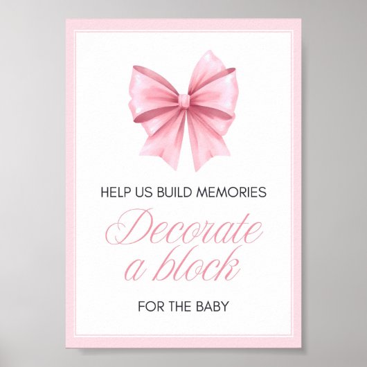 Poster Panneau de Baby shower Coquette Bow rose (Devant)