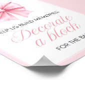 Poster Panneau de Baby shower Coquette Bow rose (Coin)