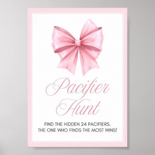 Poster Panneau de Baby shower Coquette Bow rose (Devant)