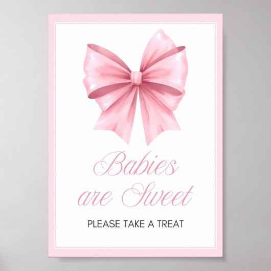 Poster Panneau de Baby shower Coquette Bow rose (Devant)