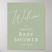 Poster Panneau de Baby shower d'accueil en vert Sage Whim (Devant)
