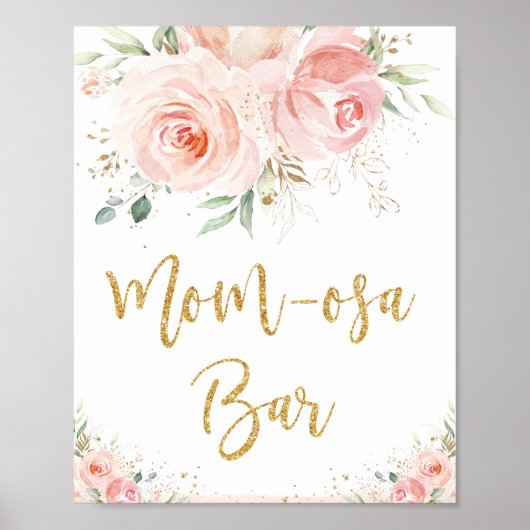 Poster Panneau de Baby shower de bar maman-osa rose pâle (Devant)