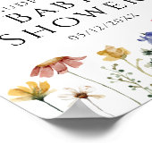 Poster Panneau de baby shower de bienvenue du Fleur sauva (Coin)