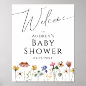 Poster Panneau de baby shower de bienvenue du Fleur sauva (Devant)