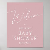 Poster Panneau de Baby shower de bienvenue du Rose Dusty  (Devant)