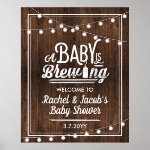 Poster Panneau de Baby shower de bienvenue Rustic A Baby