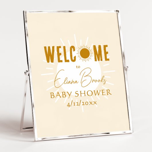 Poster Panneau de Baby shower de bienvenue Rustique Boho