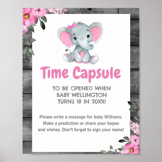 Poster Panneau de Baby shower de la capsule de temps Girl (Devant)