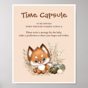 Poster Panneau de Baby shower de l'automne Little Cub Fox