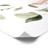 Poster Panneau de Baby Shower de Mariage Fleur Rose (Coin)