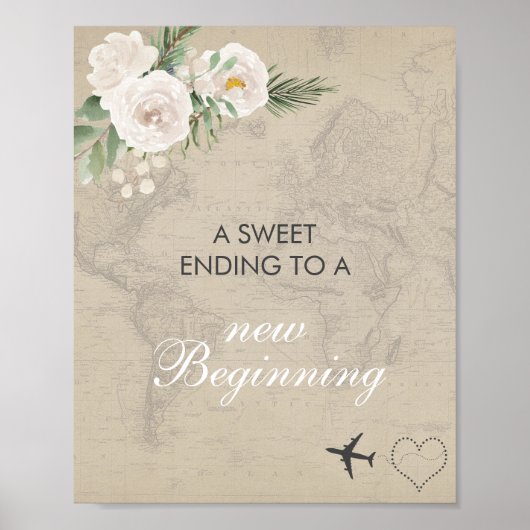 Poster Panneau de Baby Shower de mariage sur carte ancien (Devant)