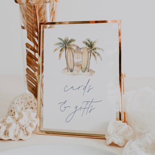 Poster Panneau de Baby shower de Surf côtier Cartes et ca