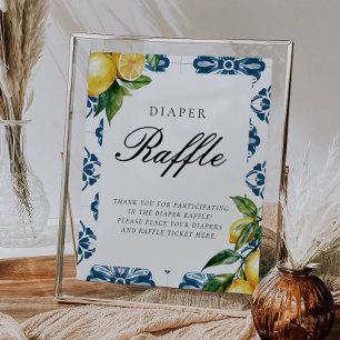 Poster Panneau de Baby shower Diaper Raffle Lemon Positan