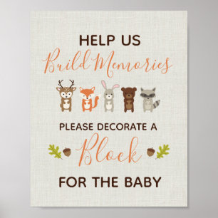 Poster Panneau de Baby shower en bois - Décorez un bloc