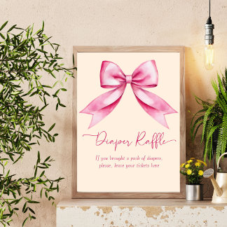 Poster Panneau de baby shower en ruban rose
